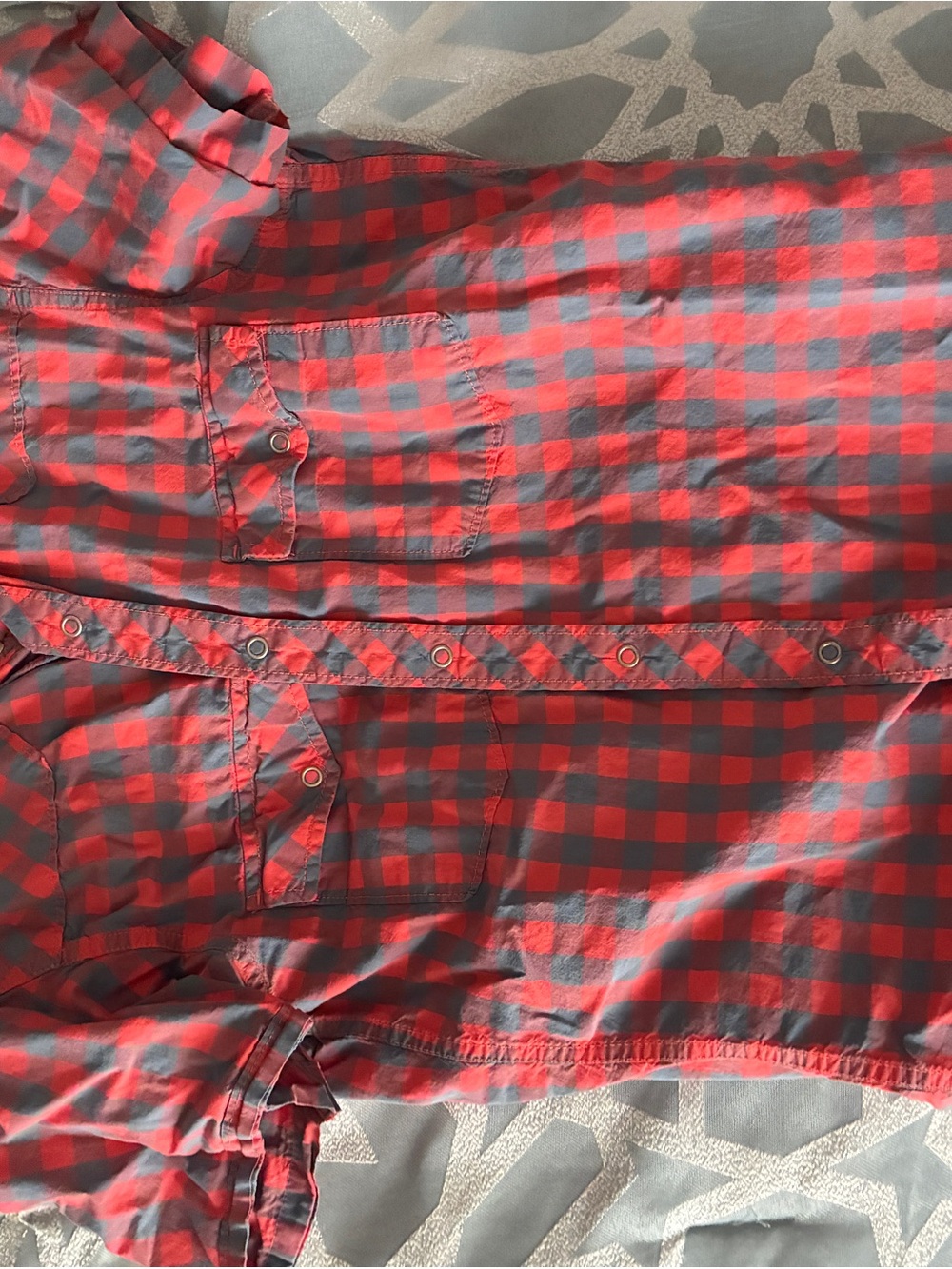 H&M Red and Blue Checked Casual Button-Down Shirt